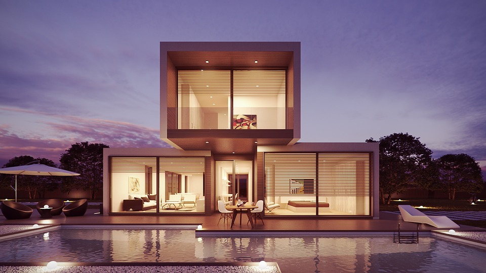 A minimalistic home with a pool.