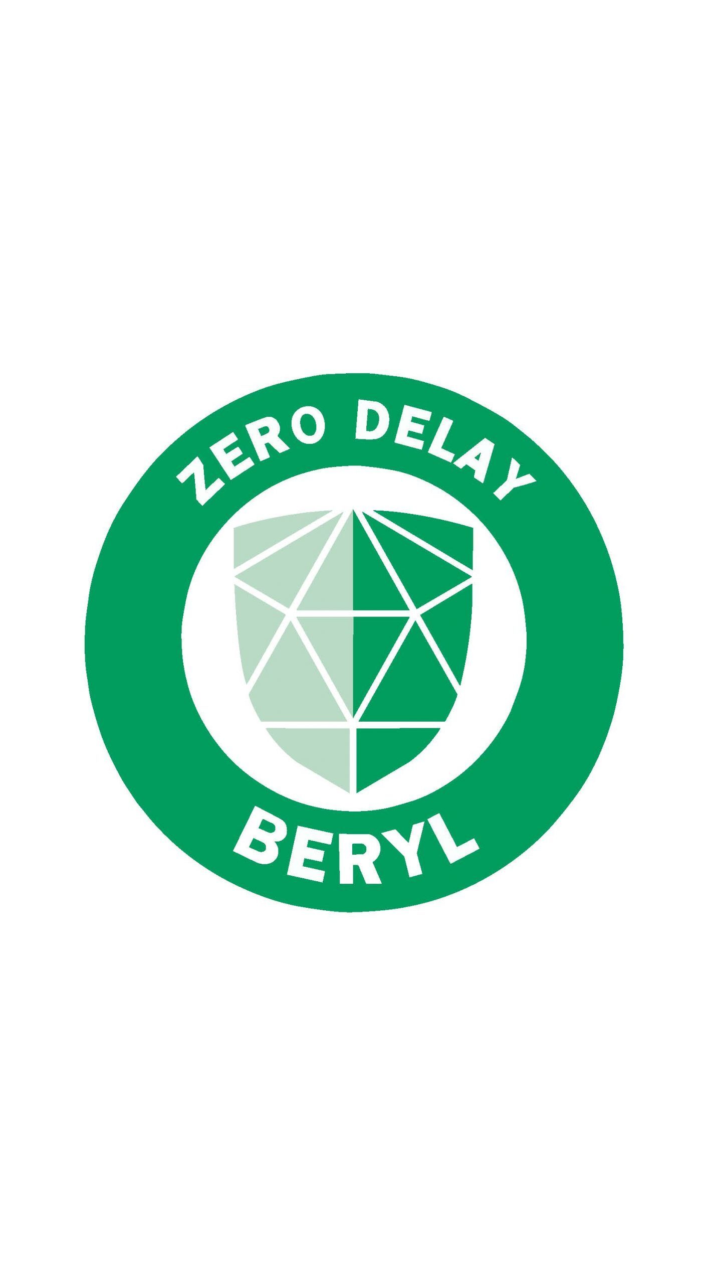 Green badge with geometric shield design.